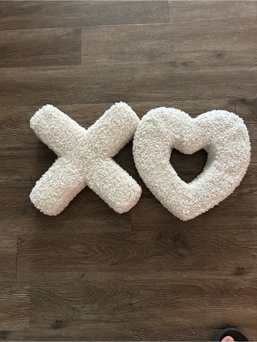 Pottery Barn White Sherpa XO and Heart Holiday Pillow